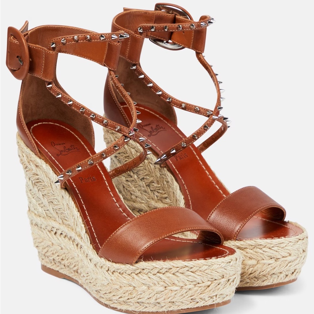 NEW IN BOX Christian Louboutin Chocazeppa Spikes 120 Leather Wedge Sandal